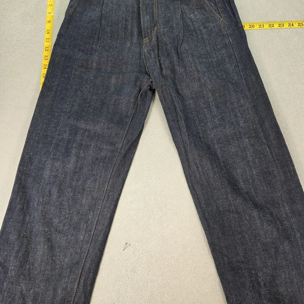 Beslow Jeans Mens Selvedge Blue Baggy Wide Leg Pleated Loose Hip Hop‎ Fits 26x26